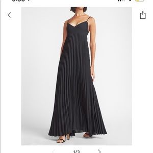 PLEATED V-NECK MAXI DRESS